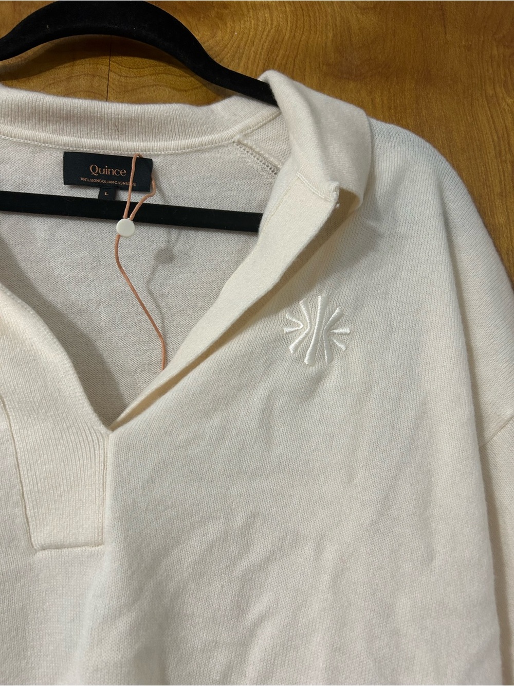 Quince Cream Cashmere Polo Sweater - Picture 2 of 3